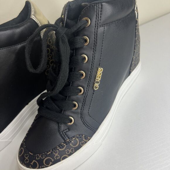 Guess Womens Bending Black Round Toe Lace Up Casual Sneaker Shoes Size 9 M - Picture 3 of 10